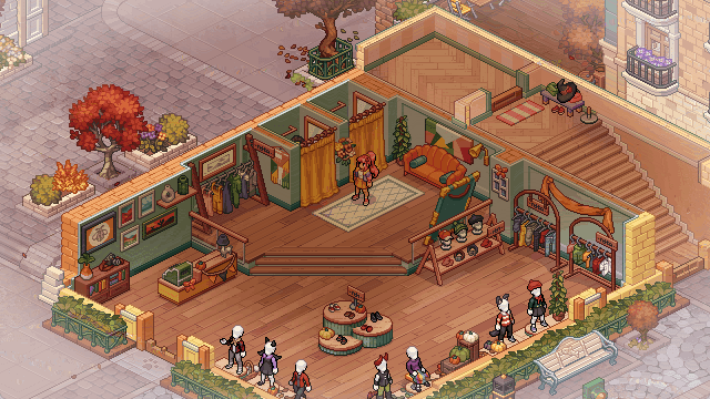At the end of a date at Calico, the clothes shop, a heart pops up over Hana