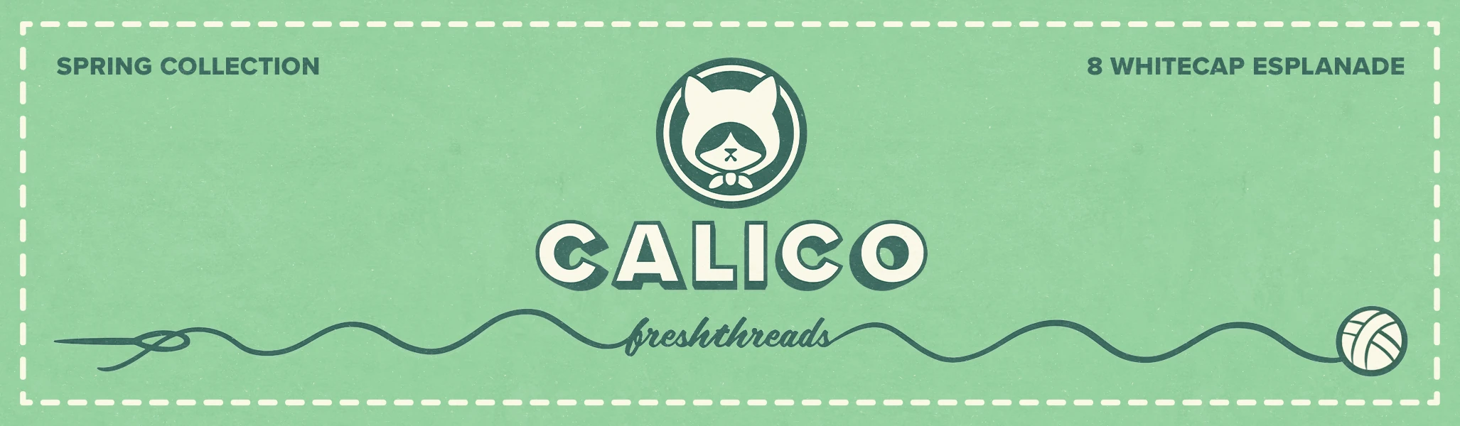 An advert for Calico fresh threads, spring collection, 8 Whitecap Esplanade.
