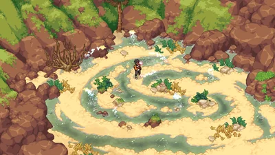 A witch casts a spell that sends the water swirling through a sandy cove of rock pools